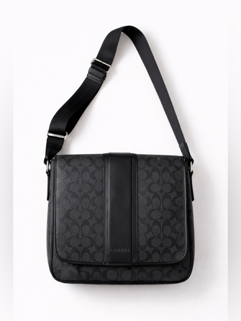 Coach Black Messenger Crossbody Bag  Y2K Unisex Wide Strap Crossbody - Picture 2 of 14